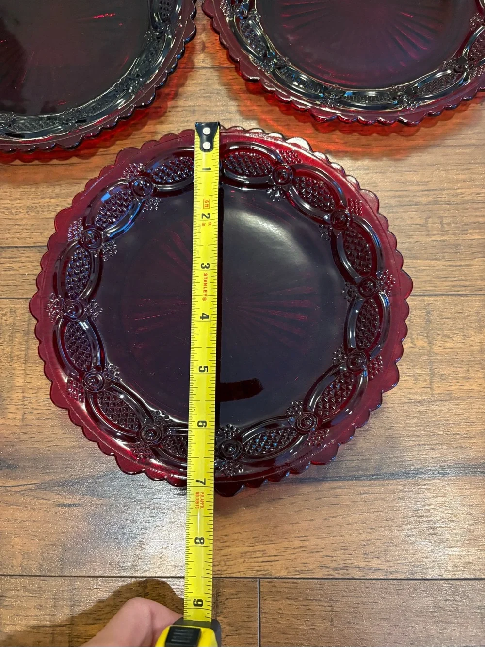 Vintage Avon 1876 Cape Cod Collection Lot Of 7 Ruby Red Glass Dessert Plates